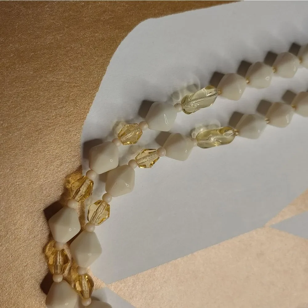 Vintage 50s 60s Acrylic Double Stranded Beaded Necklace